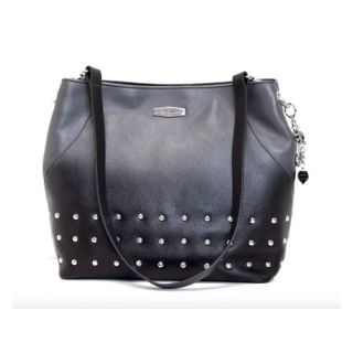 HARLEY-DAVIDSON WOMEN'S BLACK LEATHER STUDDED HOBO SADDLEBAG