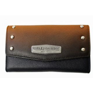 HARLEY-DAVIDSON WOMEN'S LEATHER WALLET – ORANGE AND BLACK