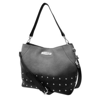 Harley-Davidson Women's Ombre Effect Studded Leather HOBO Purse - Gray & Black
