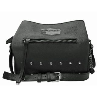 HARLEY-DAVIDSON WOMEN'S SHADOW-EFFECT LEATHER CROSSBODY BAG – BLACK
