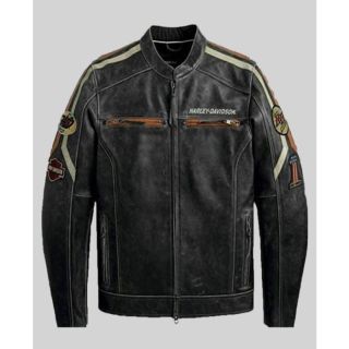 Harley Davidson Colorblocked Men Leather Jacket
