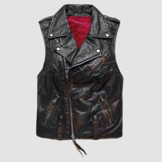 Women Swingarm Harley Davidson Leather Biker Vest  Back