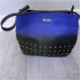 Harley Davidson Purse Blue & Black Leather Ombré Satchel Handbag
