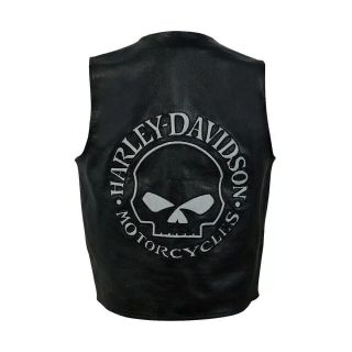 Harley Davidson Skull Leather Vest - Authentic Motorcycle Leather Vest for Bikers