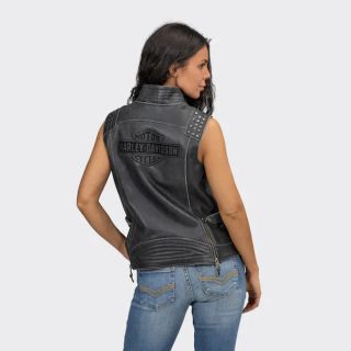 Harley Davidson Womens Leather Vest - Electra Studded Womens Leather Vests