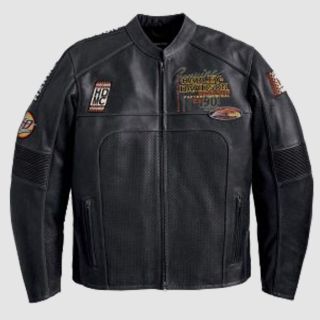 HARLEY DAVISON MEN’S CLASSIC PERFORATED BLACK LEATHER JACKET
