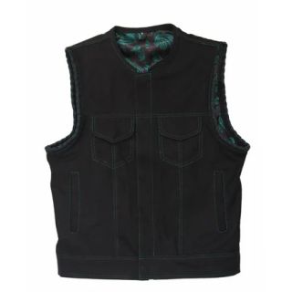 Hunt Club Heavy Canvas Braided Mens Motorcycle Concealed Carry Denim Vest
