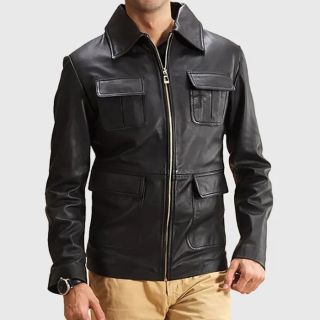 Jack MenGÇÖs Black M-65 Field Leather Jacket