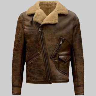 Jamie MenGÇÖs Distressed Brown Bomber Leather Jacket