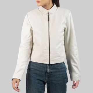 Julia WomenGÇÖs White Leather Jacket