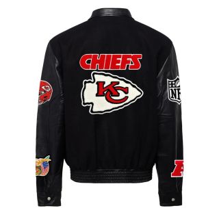 KANSAS CITY CHIEFS WOOL & LEATHER VARSITY JACKET Black & Black