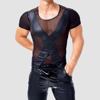 Men Faux Leather Under T Shirts
