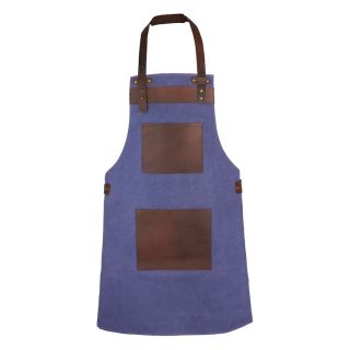 lavender's blue Canvas Appron With Brown Pocket