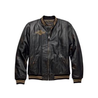 Leander Slim Fit Leather Bomber Jacket