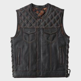 Leather Diamond Quilted Jack Builder Hunt Club Biker Vest