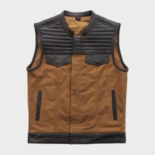 Mens Hunt Club Bison Quilted Black Paisley Leather Vest