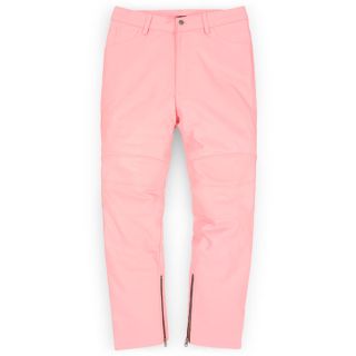 Light Pink Leather Biker Jeans - Style
