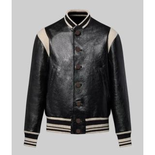 Louisse Amy Women Black Leather Varsity Jacket