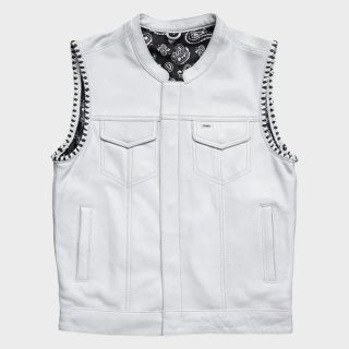 MC Leather Hunt Club White Paisley Bandana Custom Vest