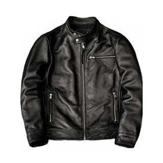 Men Black Leather Moto Jacket