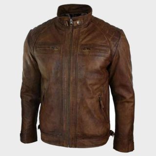 MEN BROWN FASHION LEATHER JACKET