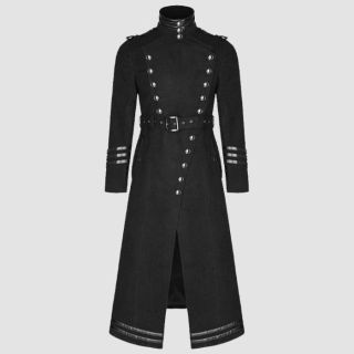 Men Military Steampunk Gothic VTG Uniform Long Coat