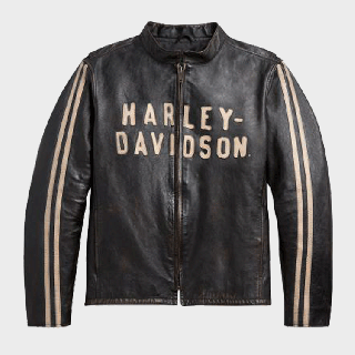 MEN'S SLEEVE STRIPE LEATHER JACKET