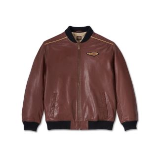 Mens 120th Anniversary Leather Jacket Rum Raisin
