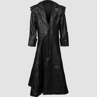 Mens Black Leather Steampunk Gothic Coat