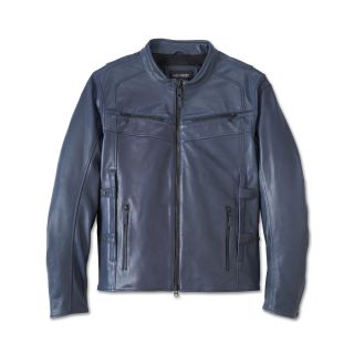 Mens Capitol Triple Vent System 2.0 Leather Jacket Ombre Blue