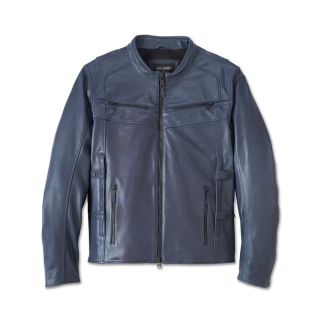 Mens Capitol Triple Vent System Leather Jacket - Ombre Blue