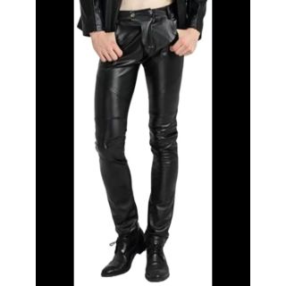 Mens Fabulous Wear Real Lambskin Black Leather  Pants 