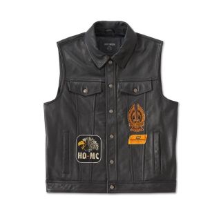 Men's Fuel to Flames Leather Vest - Harley Davidson Vest Patches Included
