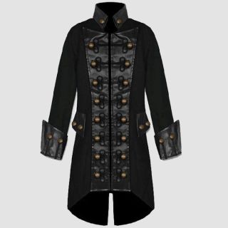Mens Gothic Pirate Coat With Copper Buttons