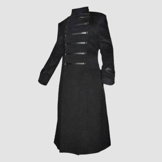 Mens Gothic Steampunk Military Long Coat