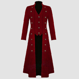 Mens Gothic Tailcoat Jacket Red Steampunk