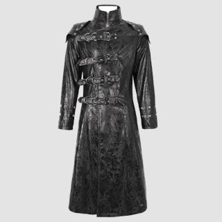 Mens Post-Apocalyptic Faux Leather Long Coat