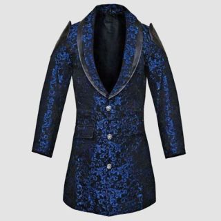 Mens Velvet Goth Steampunk Victorian Frock Coat