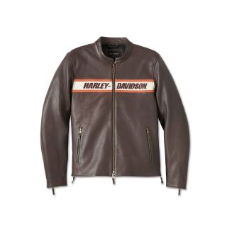 Mens Victory Lane II Leather Jacket - Brown