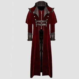 Military Style Gothic Steampunk Red Jackets For Men