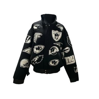 NFL COLLAGE WOOL & LEATHER JACKET Black & white