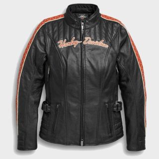 Orange and Black Harley Davidson Jacket