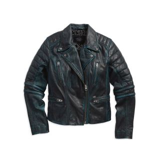 Overdyed Goatskin Leather Biker Jacket