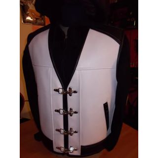 Patch Vest Mens Heavy Buckle Motorcycle Concealed Carry Biker White Leather Vest
