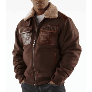 Pelle Pelle Dark Brown Studded Gator Jacket