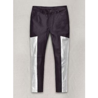 Purple Racer Stripe Leather Jeans
