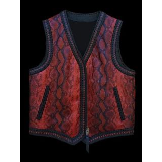 Python Embossed Braided Motorcycle Biker Concealed Carry Leather Vest