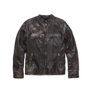 SPEED DISTRESSED SLIM FIT LEATHER JACKET
