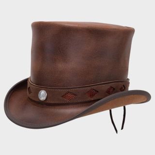 Tan Brown Rider Smokey Shaded Leather Hat