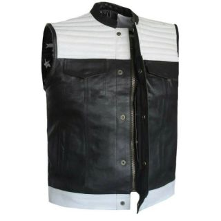 U.S Flag Mens Club Style Motorcycle Biker Style Concealed Carry Leather Vest